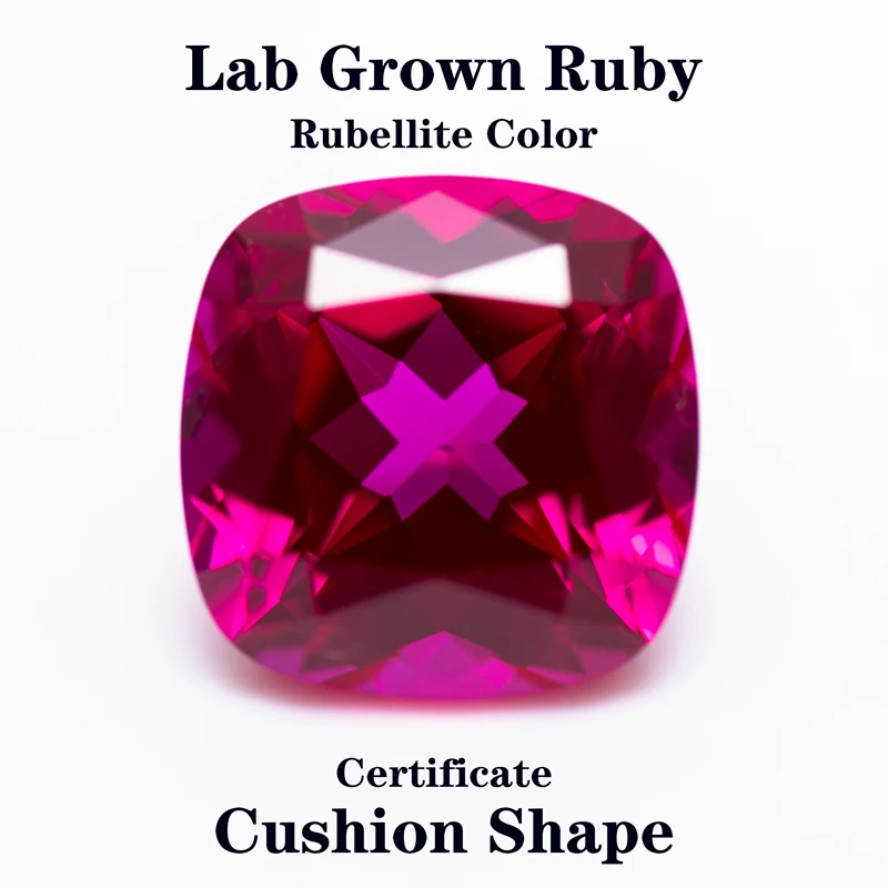 Lab Grown Ruby Cushion Shape Rubellite Color VVS1 Charms Jewelry Making DIY Ring Necklace Earrings Main Materials Certificate