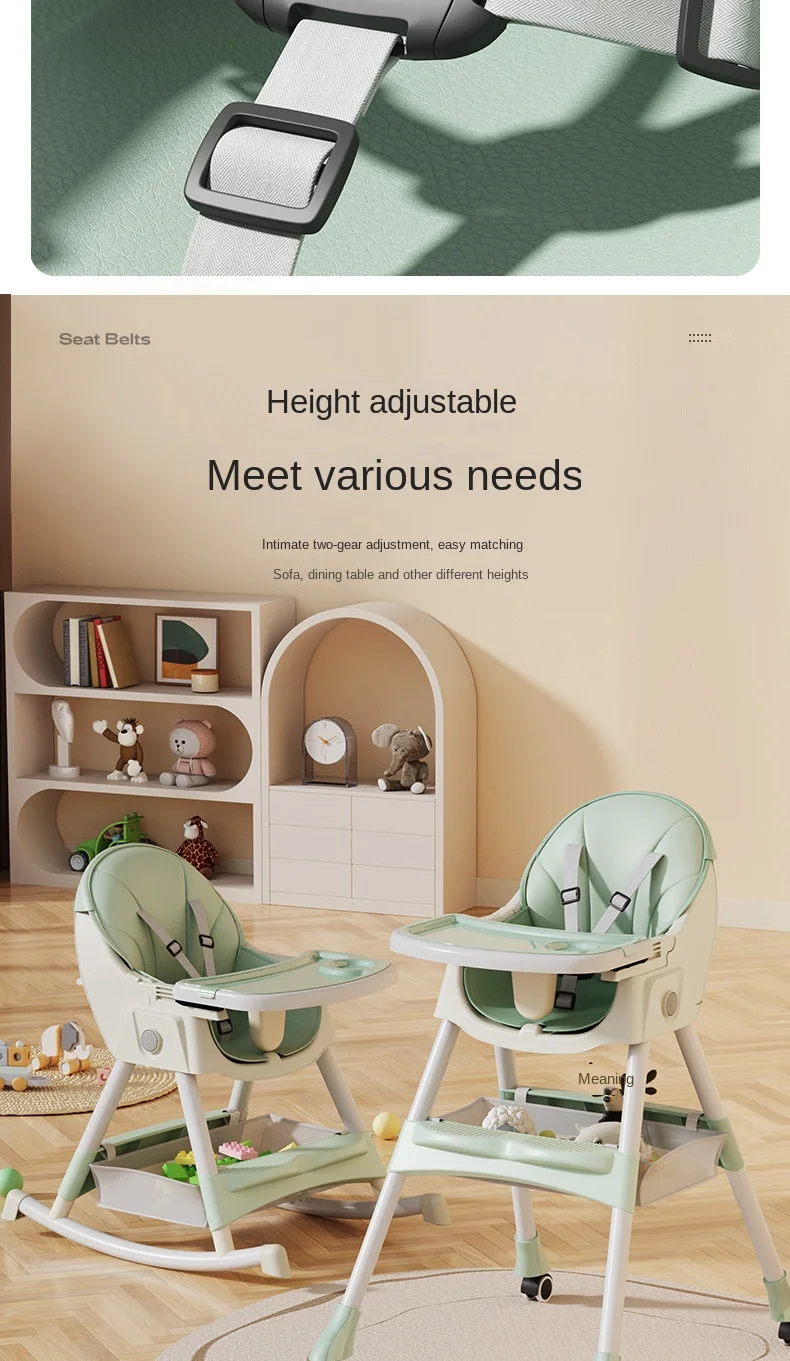 Chaise haute transat bébé avec balancelle et roulette évolutive - Kidilo