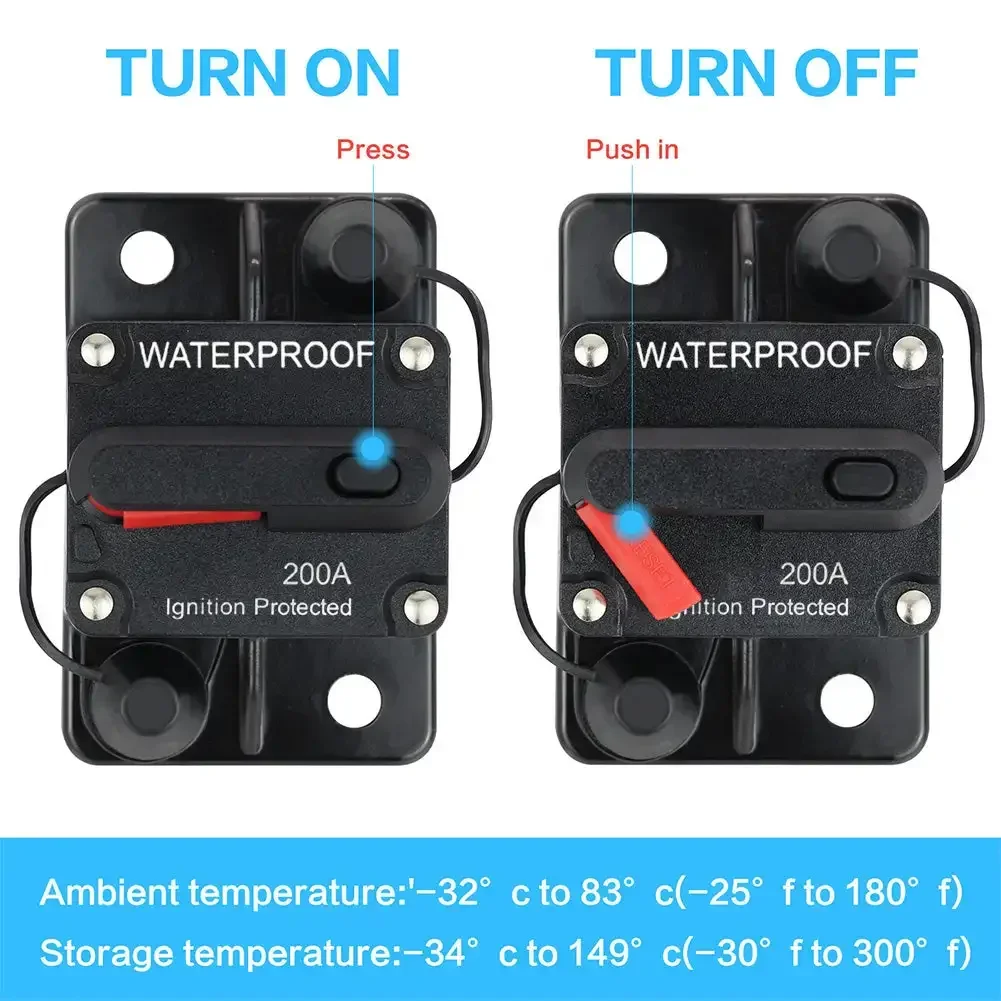 Circuit Breaker 30A 40A 50A 60A 70A 80A 100A 150A 200A 250A 300A AMP Circuit Breaker Fuse Reset 12-48V DC Car Boat Auto Waterproof