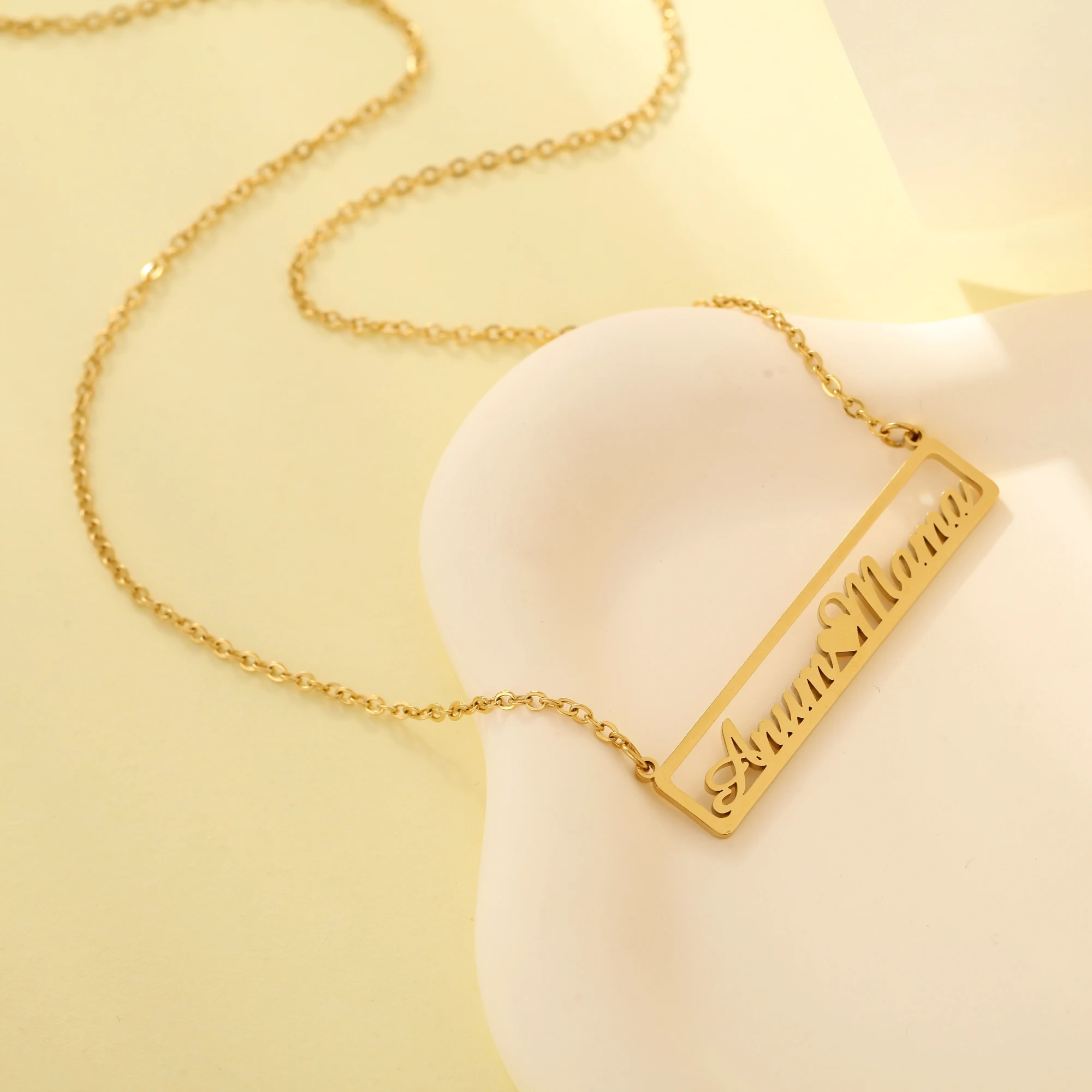 Custom Double Name Couple Necklace Square Long Two Name Personalized Necklace Unique Stainless Steel Jewelry Gift for Girlfriend