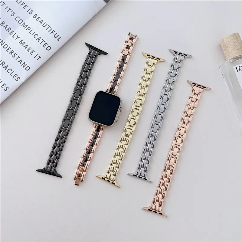 

Ремешок металлический для Apple iwatch S8 Ultra S7 S6 5 4 3 2 SE, модный тонкий сменный Браслет для наручных часов, 38 мм 45 мм 49 мм 44 мм