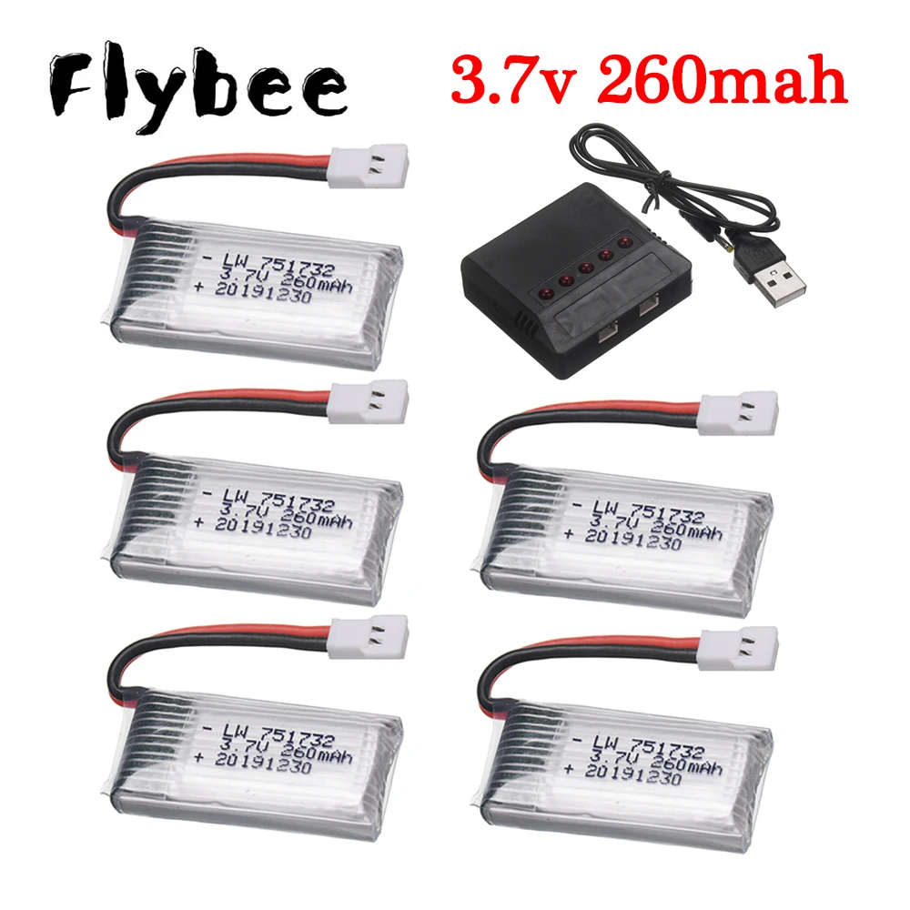 

Аккумулятор 3,7 в с зарядным устройством для Eachine H8 JJRC H2 H8 H48, 260 мА · ч, тип литий-полимерный