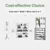 2025 Clothes Hanger Multi-Layer Shoe Rack Shelf Floor Standing Coat Racks Assemble Cloth Storage With Hooks Sneakers Organizer 5