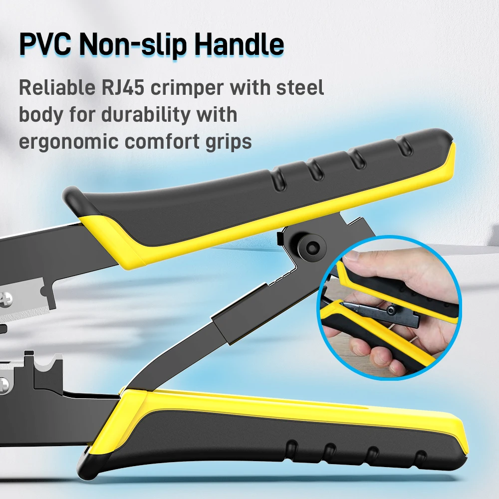 HOOLNX RJ45 크림퍼 CAT6 CAT5E 압착 도구 이더넷 Lan 케이블 크림퍼 커터 rj45 rj11 rj12 모듈러 플러그용 스트리퍼 플라이어