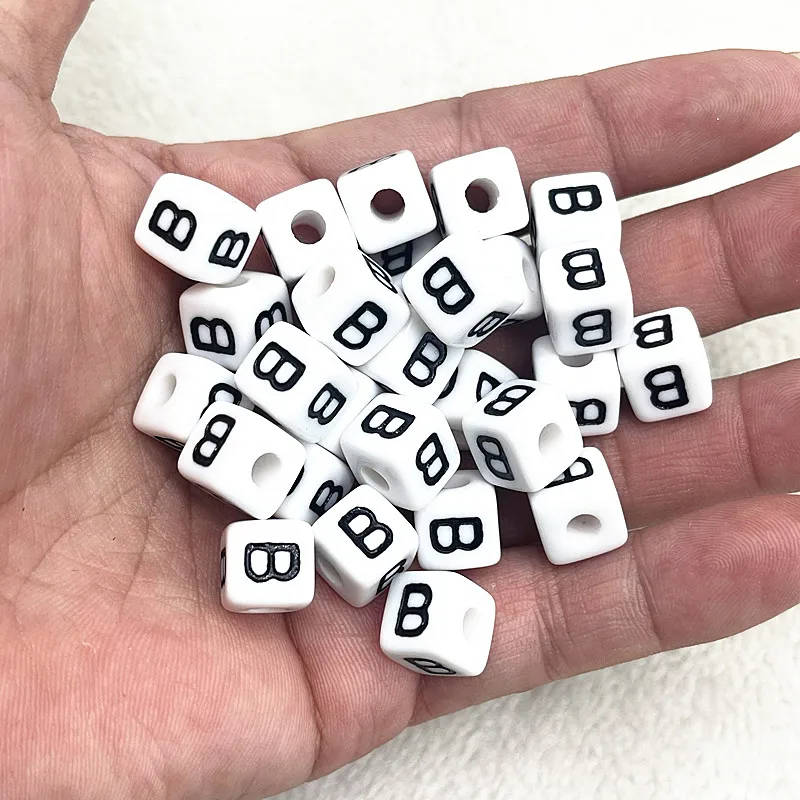 Perles Cubes Acryliques Lettres Alphabets 6mm Multicolores — Choix De Quantités Pour Bijoux DIY