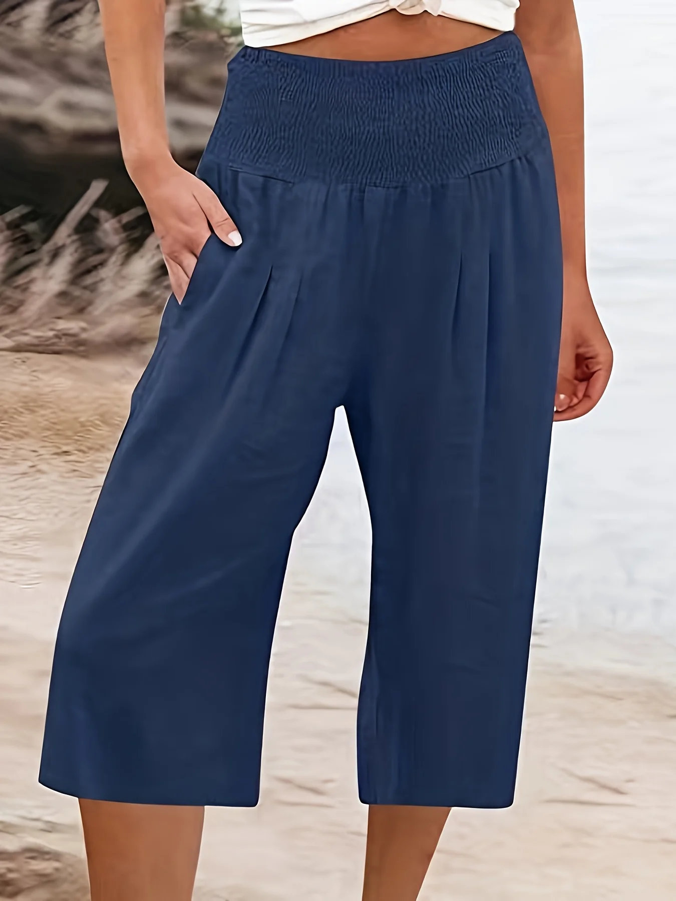 Pantalones de pierna ancha - color azul marino