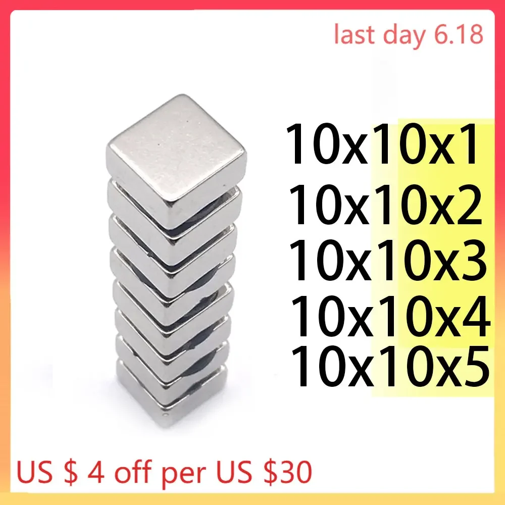 10x10x1 10x10x2 magnet 10x10x3  10x10x4 10x10x5 Rectangle Square Neodymium n35 Block Strong Search Magnetic industrial motor