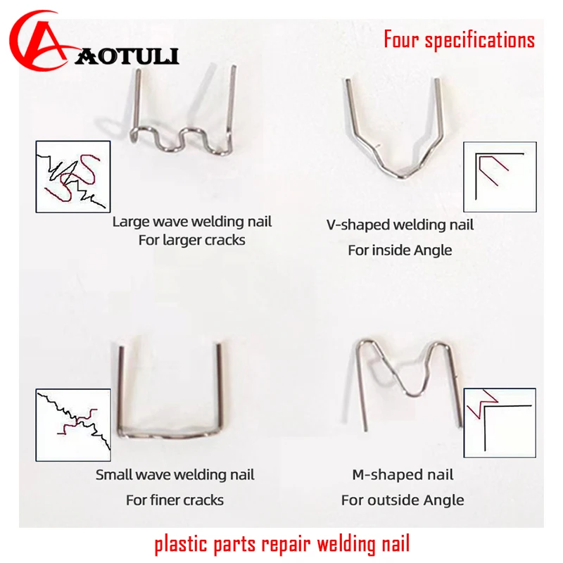 

Auto Bumper Nail Welding Wire Plastic Parts Fixing Nail Patch Welding Machine Welding Gun Hot Melt Nail Hole Repair Net 500PCS