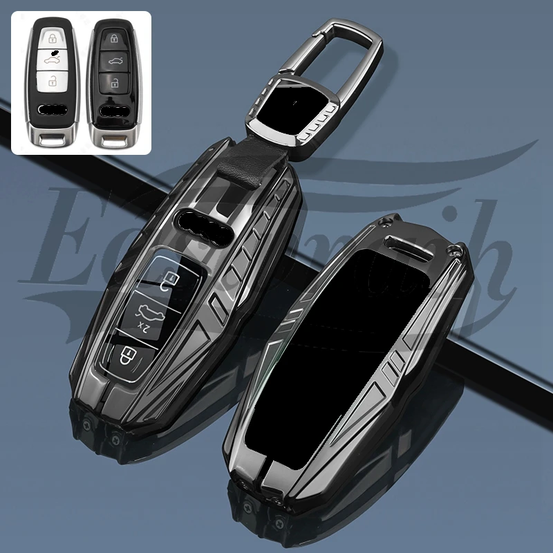 

Car Zinc Alloy TPU Key Case Holder Cover For Audi A8 A6 Q8 2021 2019 Q7 TT A4 B9 A7 TDI Quattro TTS Sline Keychain Accessories