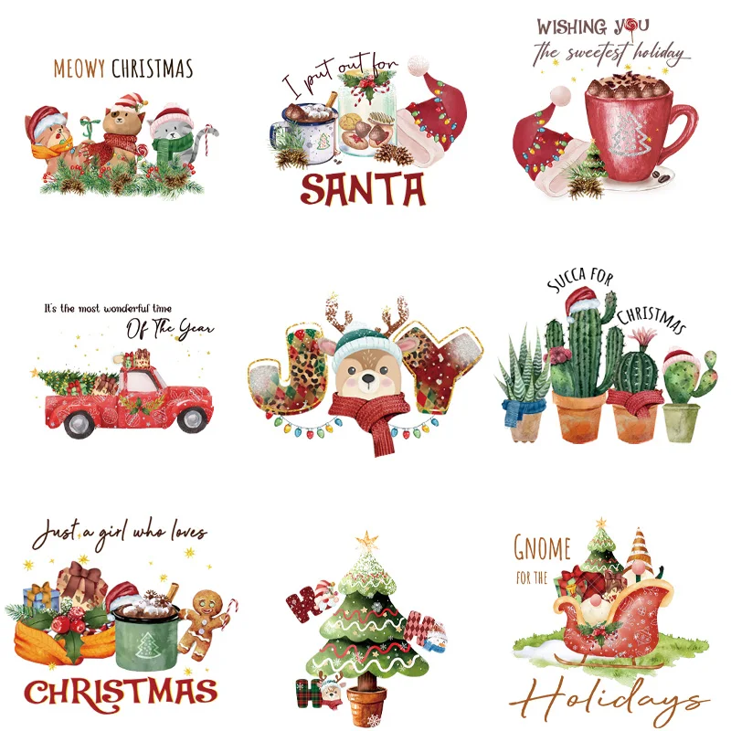 Self Adhesive Patches 9piece Christmas Iron On Thermal Transfer