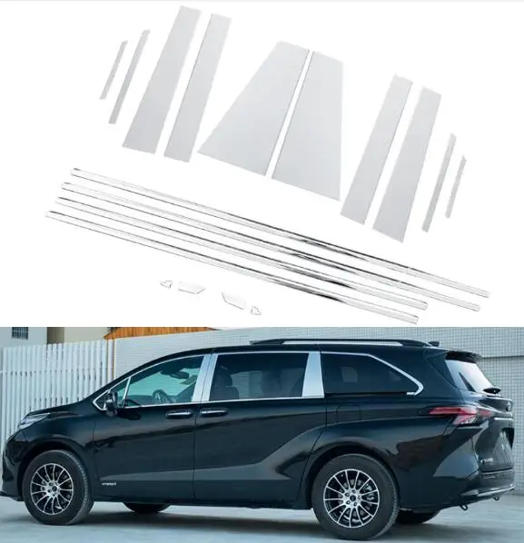 

Stainless Steel Car Full Window Decorations Strips Trim Cover For Toyota SIENNA 2021 2022 2023