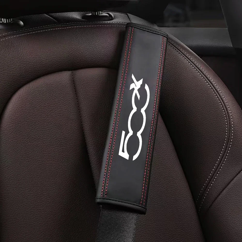 피아트 500X 1pc 소 가죽 자동차 인테리어 안전 벨트 보호대 커버 피아트 500X 자동차 자동 액세서리