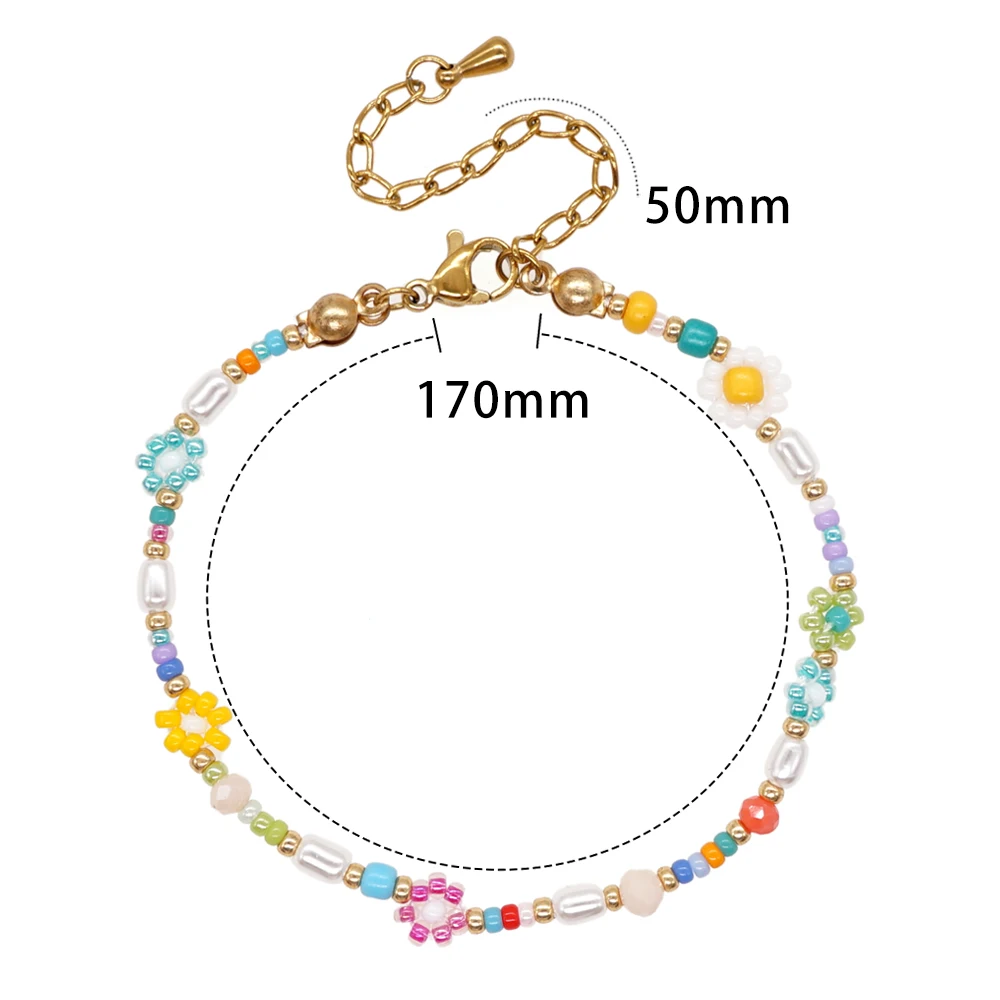 Pearl Charm Bracelet Handmade Shell Star Heart Daisy Flowers Beaded  Bracelets for Women Teen Girl Pulsera Summer Beach Jewelry