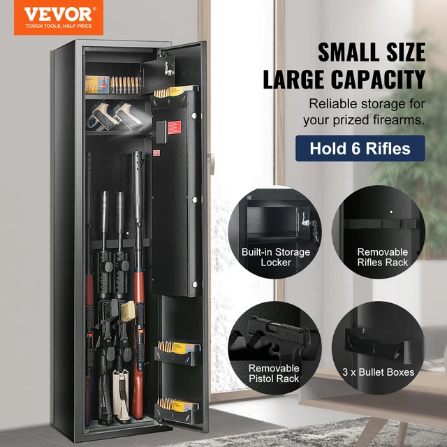 VEVOR 6 Rifles Gun Storage Cabinet W/ Built-in Storage Locker 2
