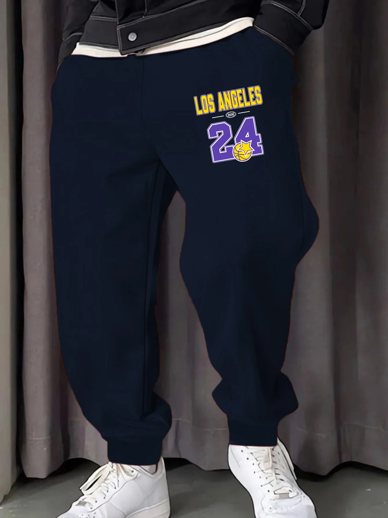 Los Angeles Nummer 24, Jersey-Aufdruck, Herren-Jogginghose, Sport, mehrfarbige Hose, weiche Fleece-Hose, Herbst-Jogging, Unisex, Britches – Detail 8