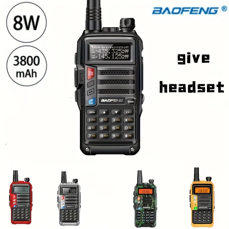 

NEW BAOFENG BF-UVS9 PLUS 8W High Power UHF/VHF Dual Band 10KM Long Range USB Plug Walkie Talkie 3800mAh Battery Radios