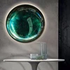 Nordic Home Decor Creative Stainless Steel Round Hangings Concave Convex Mirror Hand-painted Wall Decorations Luxury Art Pendant 2