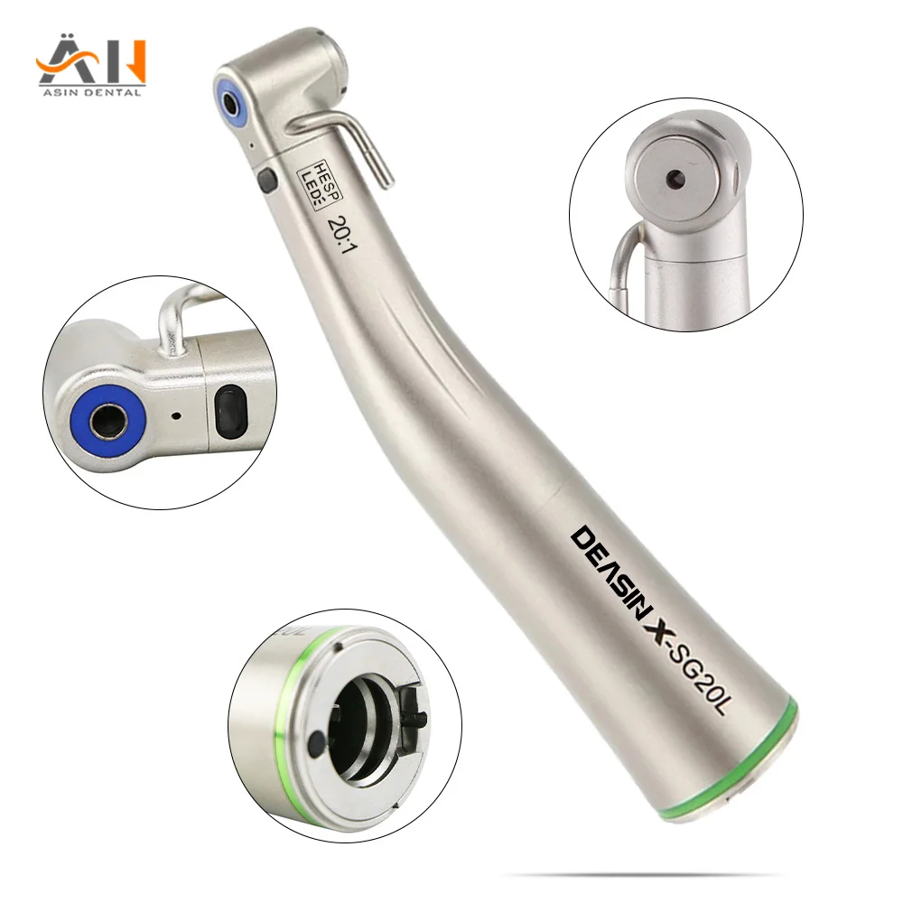 Dental Implant Low Speed Handpiece Fiber Optic Increasing Green Ring Contra Angle Air Turbine XSG20L for Electric Micromotor Use