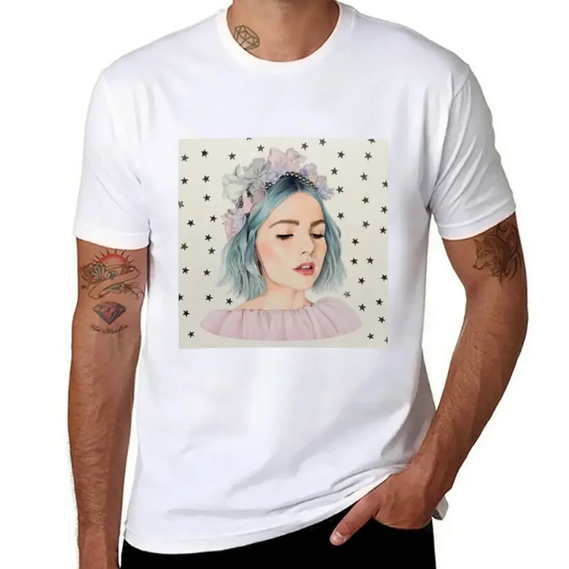 

summer tops blanks for a boy Men's cotton t-shirt Lucy Boynton drawing T-Shirt graphic t shirts men clothing graphic t shirts