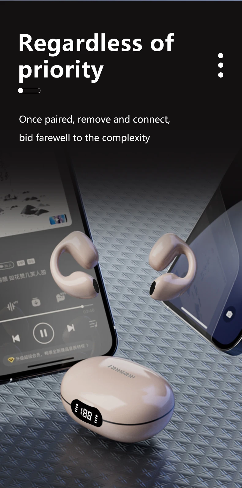 Fineblue F350 Wireless earphone | Bluetooth 5.3 Ear-clip TWS Headset Fineblue F350 Wireless earphone | Bluetooth 5.3 Ear-clip TWS Headset