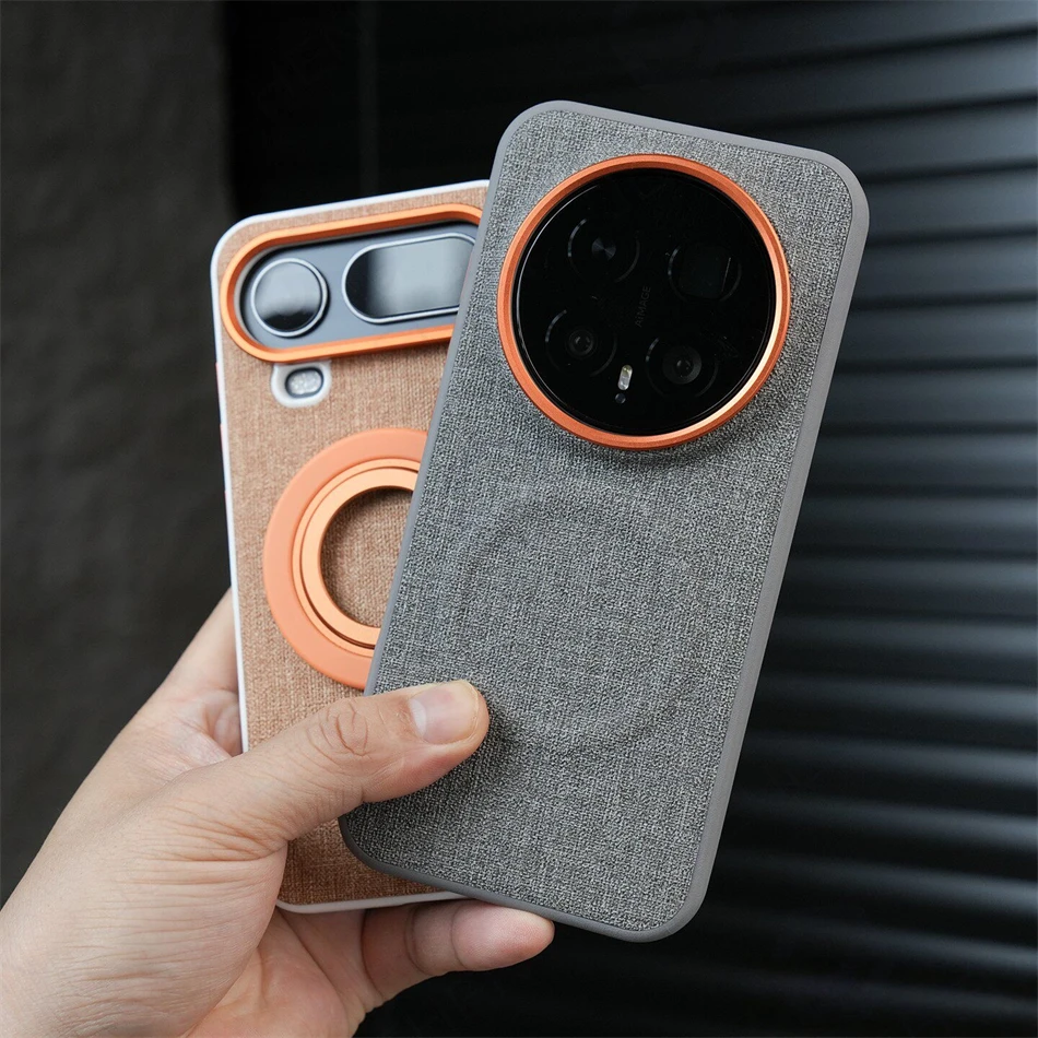 Elegant Business Cloth Texture Magnetic Case with Alloy Lens