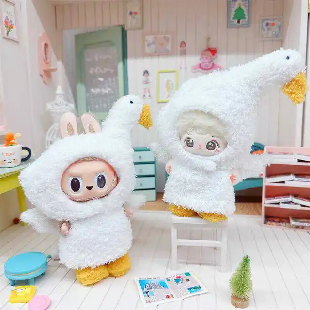 10cm Doll Clothes for 3Pcs Cute Goose Set Kawaii Soft Plush Fluffy