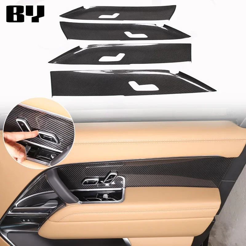 

Real Carbon Fiber Car Interior Door Handle Panel Cover Trim For Land Rover Range Rover Vogue L460 2023 Accessories