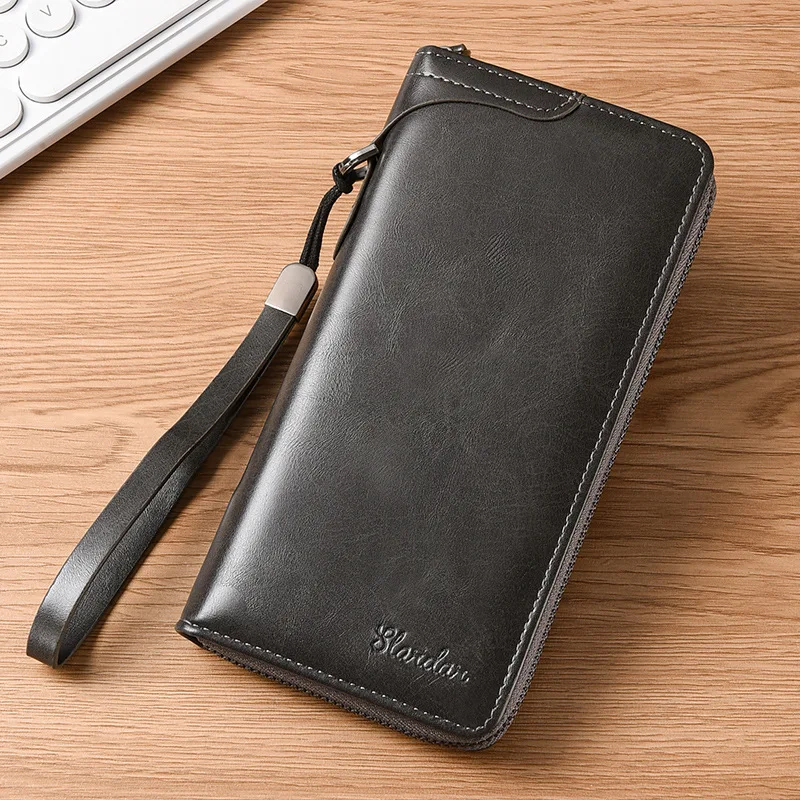 New men's long handbag retro wallet card foreskin clip handbag student wallet trendy grab bag