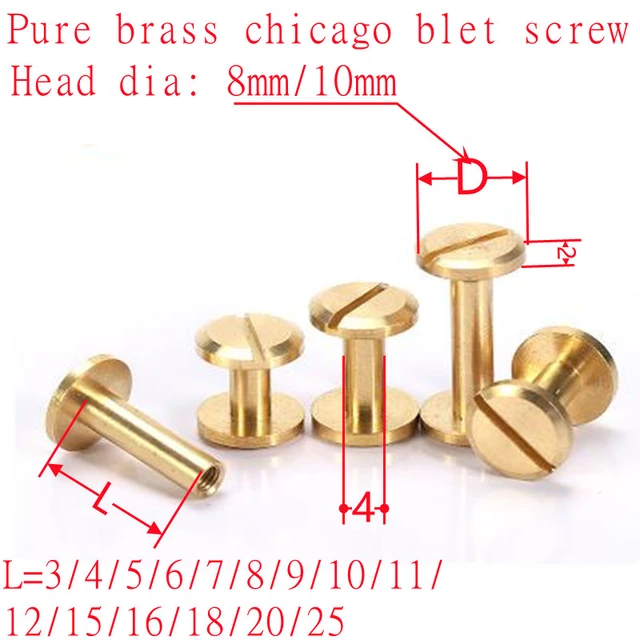 10pcs Metal Binding Chicago Screws Nails Long Studs Rivets For Photo Album  Desk Calendar Leather Craft Belt Fastener 8mm Cap - AliExpress