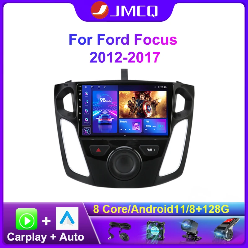 JMCQ Автомагнитола Android 11 GPS-навигация мультимедийный видеоплеер для Ford Focus 3 Mk 2012-2017
