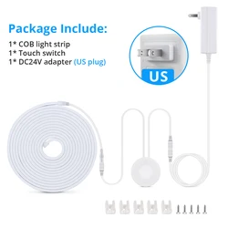 Motion Sensor Hand Scan Dimming LED Neon Light Strip - Waterproof 24V COB Tape for Room and Cabinet Decor (WHITE)