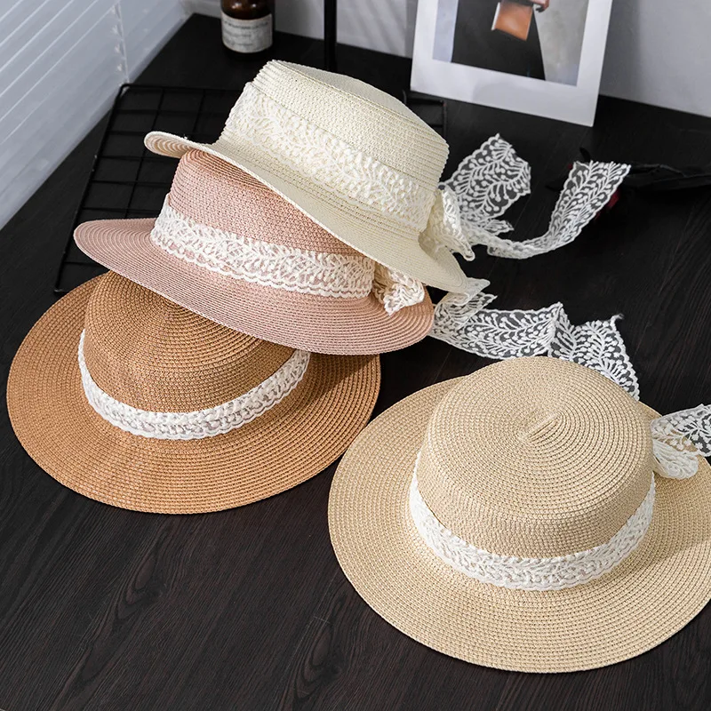 

Lace Ribbon Custom Cowboy Fishing White Black Bulk Floppy Mexico Paper Fedoras Luxury Trucker Oversized Straw Hat For Women