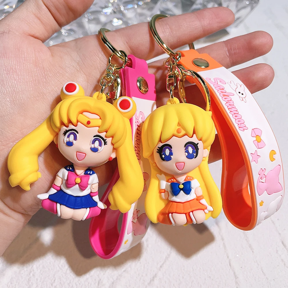 Anime Sailor Moon Keychain Tsukino Usagi Hino Rei Action Figure