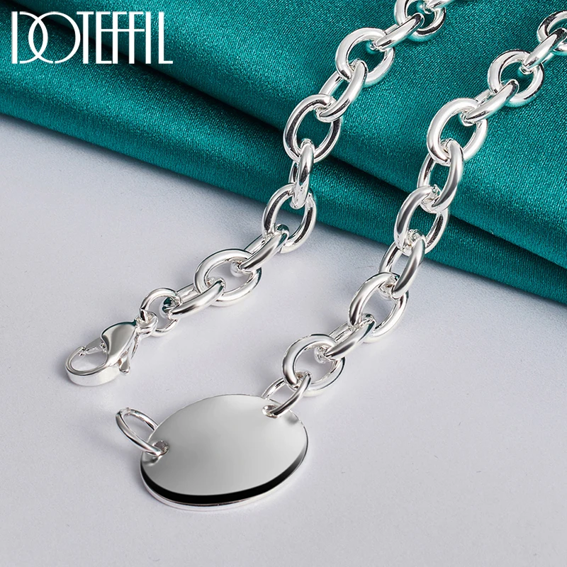 DOTEFFIL  18 인치 체인 타원형 라운드 펜던트 목걸이 여성을위한 결혼 약혼 패션 쥬얼리