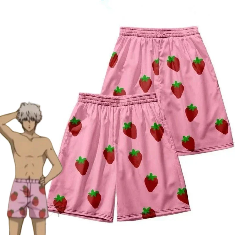 Kids shorts Pink Strawberry Short Pants Kids Clothes Anime GINTAMA Sakata Gintoki Cosplay Costume Unisex Carnival Party Trunks Clothes