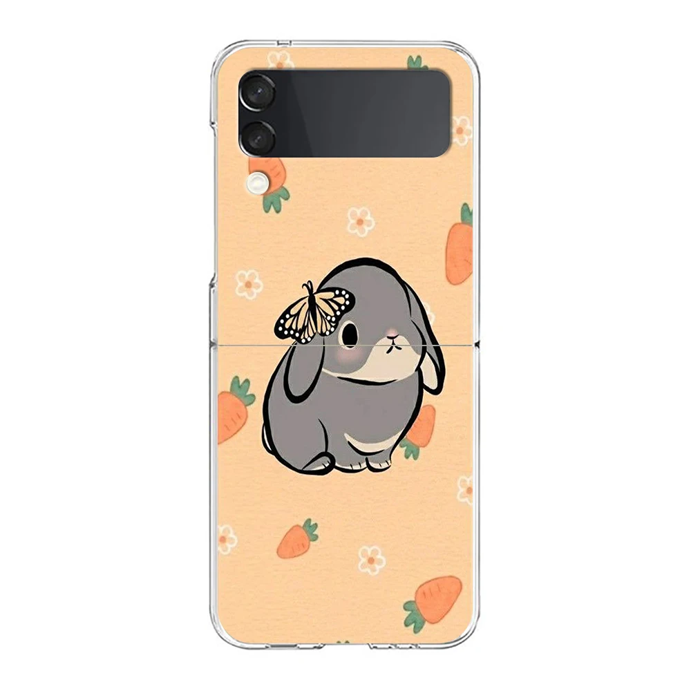 Cute Colorful Rabbit Hard Folding Clear Phone Case