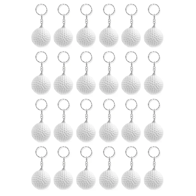 24 Pack White Golf Kulcstartó, Mini Stresszgolyó Sport Ball Iskolai Jutalom A Fiú Lányok Gyerekeknek