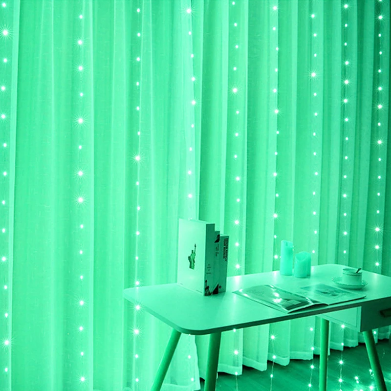 Guirnalda de luces LED con forma de cortina para decoración navideña, 8 modos, para el hogar, Año Nuevo y Navidad