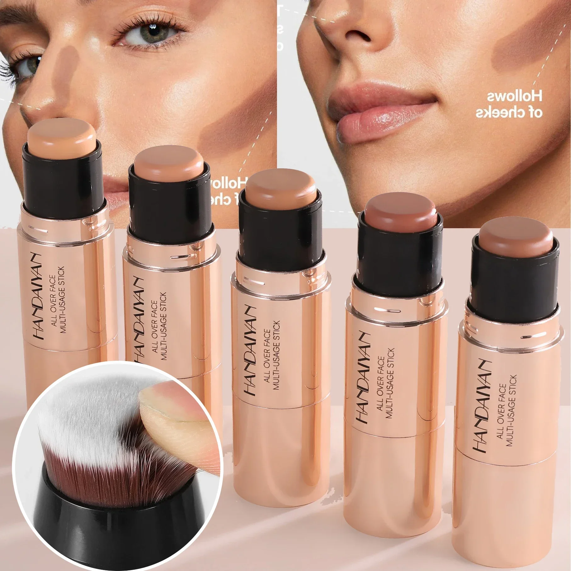 Double-head Contour Stick Face Bronzer Cream Makeup Light Dark Shadow Lasting Concealer Facial Brighten Contouring With Brush