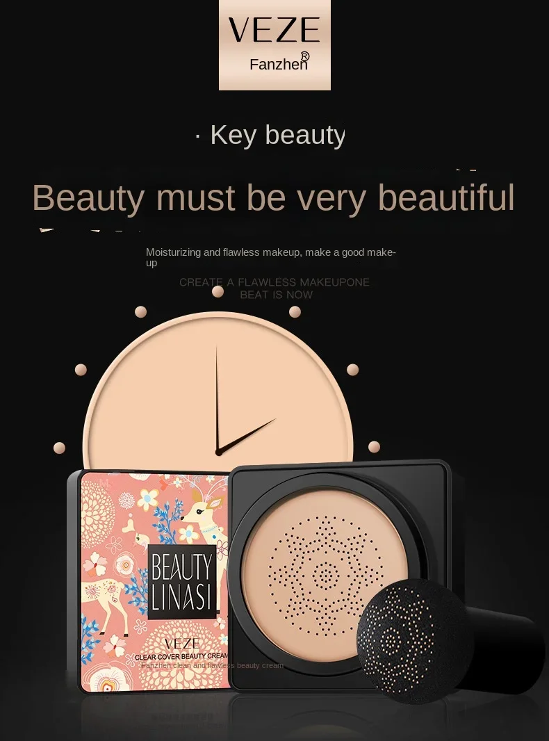 VENZEN BB Air Cushion CC Cream Foundation Concealer Mushroom Head Whitening Waterproof Brighten Face Base Tone Korean Makeup face concealer palette,color concealer,concealer cream,foundation concealer,face concealer,face foundation