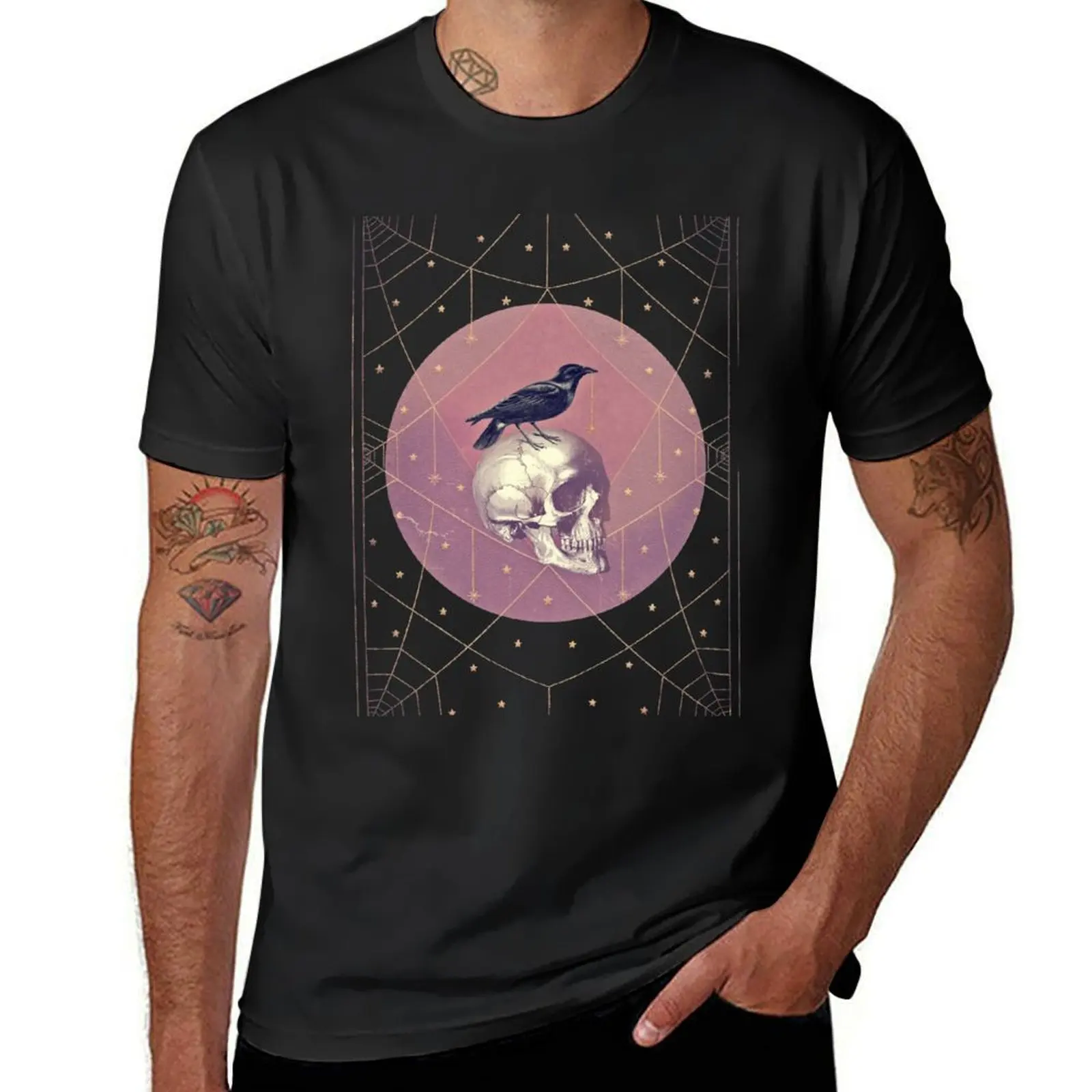 Crow and Skull Collage T-Shirt summer tops sweat blanks heavyweight t shirts for men