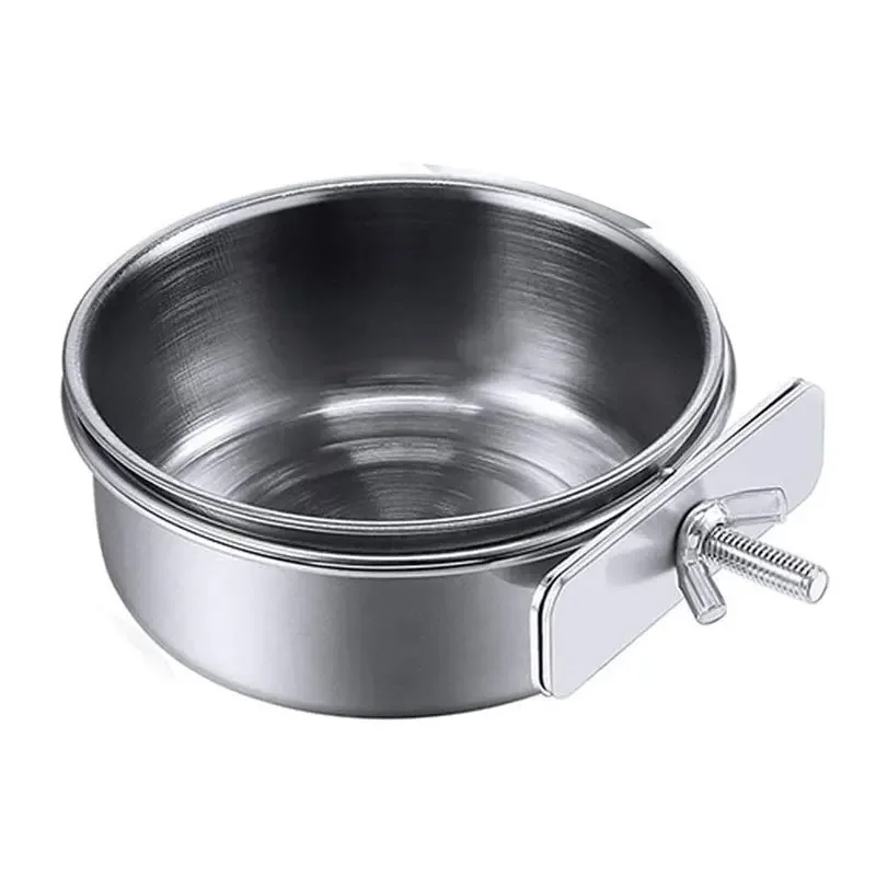 Stainless Steel Clamp On Pet Food Water Bowl