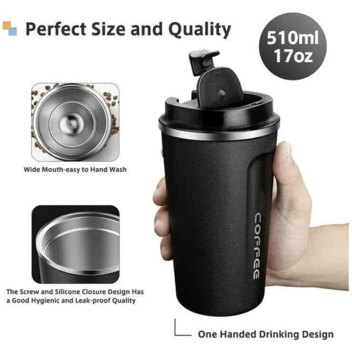 Coffee Mug 17oz - Insulated Coffee Travel Mug Spill Proof with Leakproof  Lid Vacuum Stainless Steel Thermos