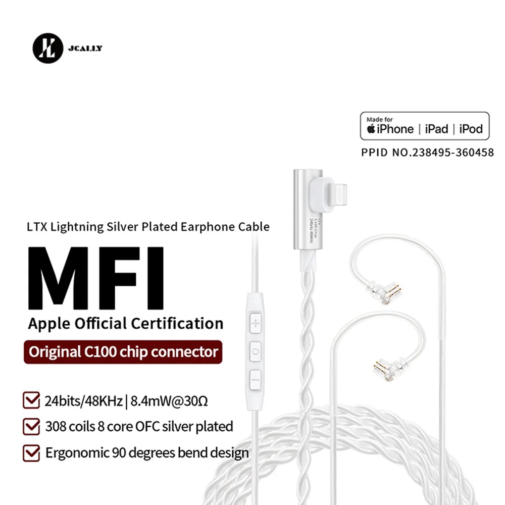 

Посеребренный кабель для наушников jectic LTX 8 Core Twist OFC, чип C100, разъем QDC с микрофоном для KZ TRN для ios