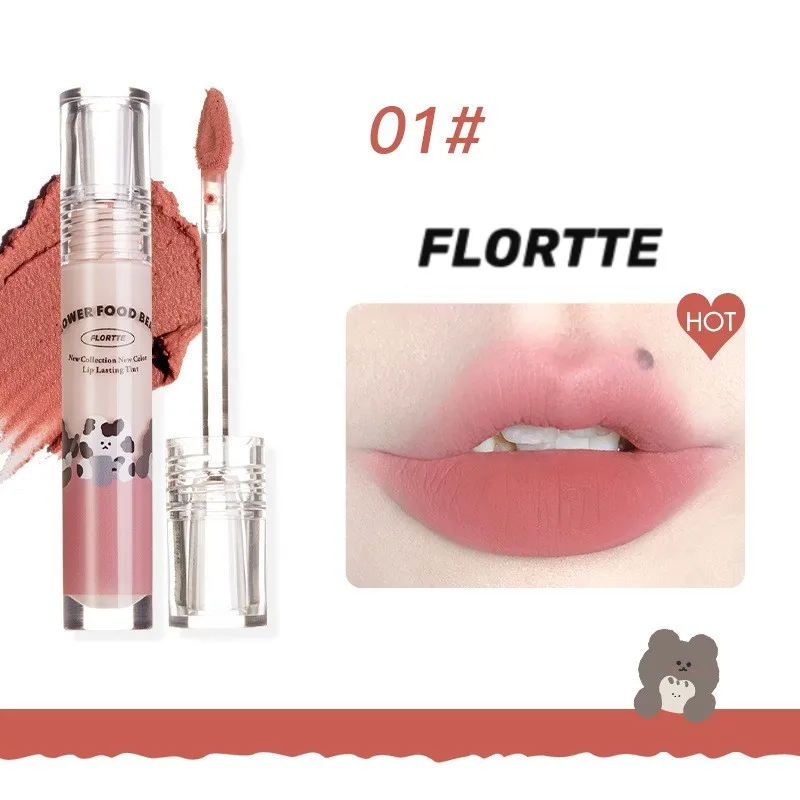 

FLORTTE Lipstick Flower Food Bear Milk Cake Lip Cream Matte Lip Mud White Mouth Red Girl Cosmetics Color Makeup