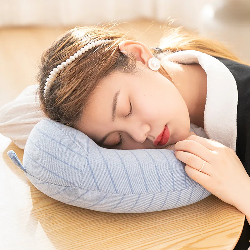 

Travel Storage Aircraft Pillow New U-shaped Pillow Memory Foam Stripe Creative Neck Pillow Cute Pillow