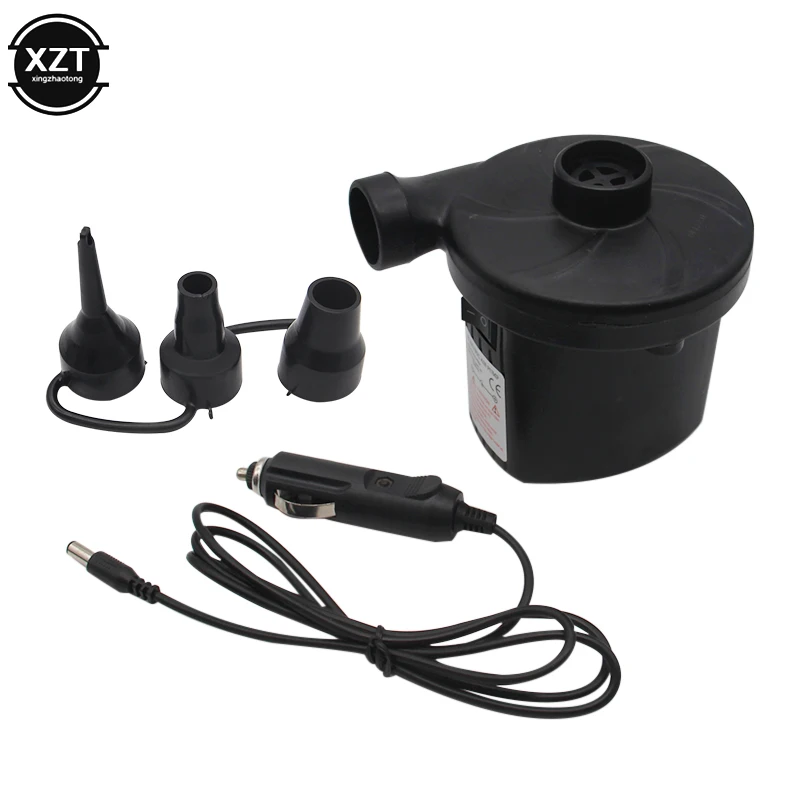 DC 12v 휴대용 전기 공기 펌프 공기 매트리스 보트 자동차 자동차 공기 풍선 펌프 3 캠핑 Inflator 3 노즐