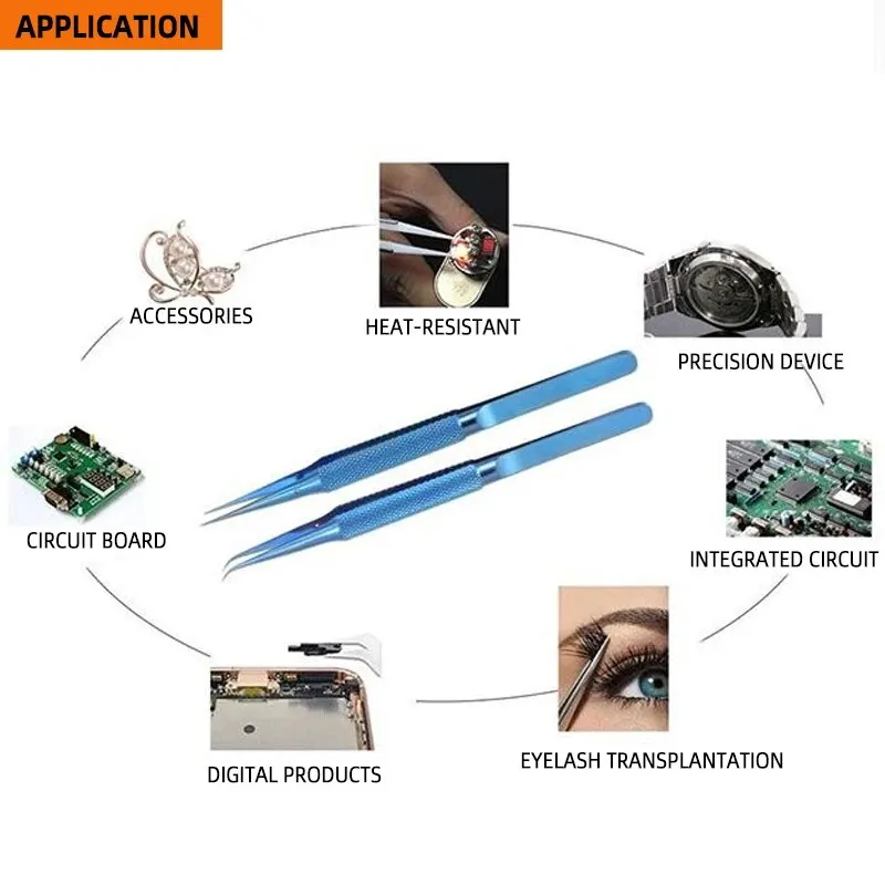 Phone Repair Tweezers 1PC Fingerprint Titanium Alloy Fine Tip