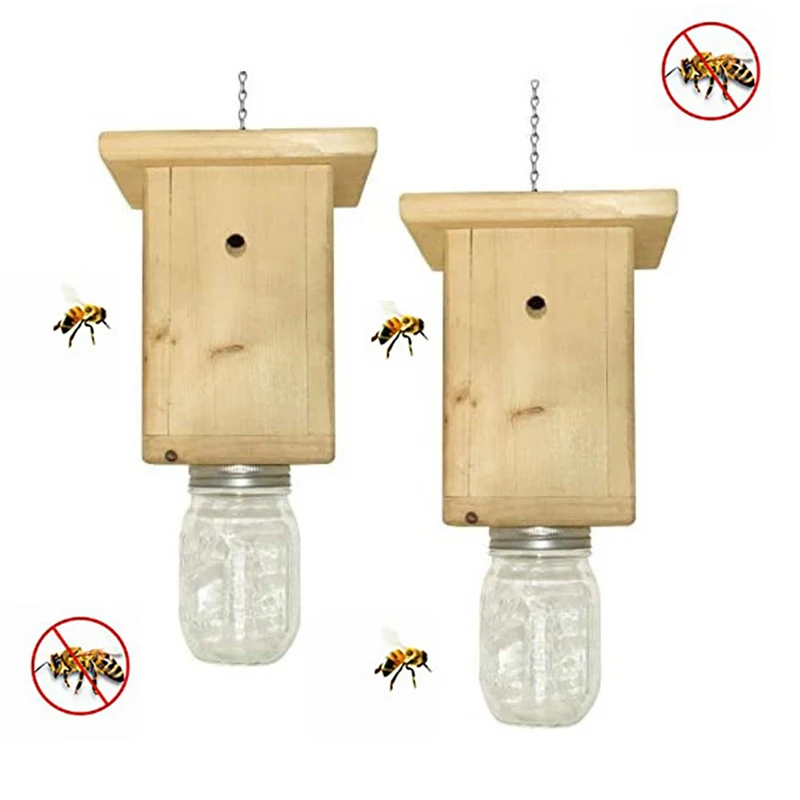 Wooden Carpenter Bee Trap Natural Wooden House Style Carpenter Bee Trap