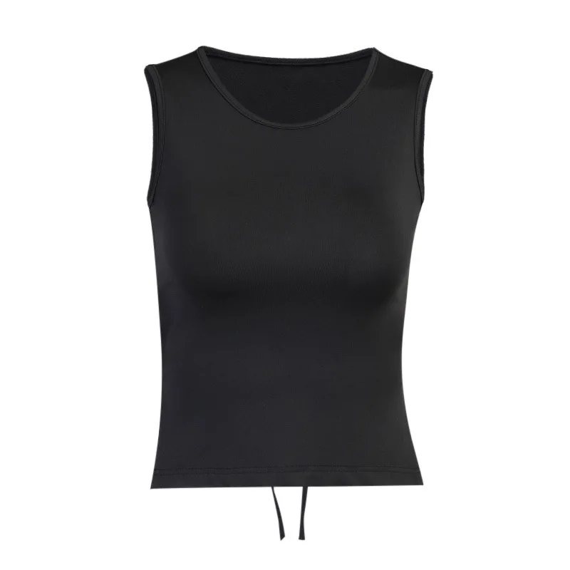 Fashion Summer New Women's Crew Neck Sleeveless T-Shirt Y2k Sexy Open Back Irregular Strappy Vest Solid Color Top Women Clothes